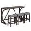 Ensemble de table de bar 4 pièces avec prise de courant et 3 tabourets rembourrés-2046414587