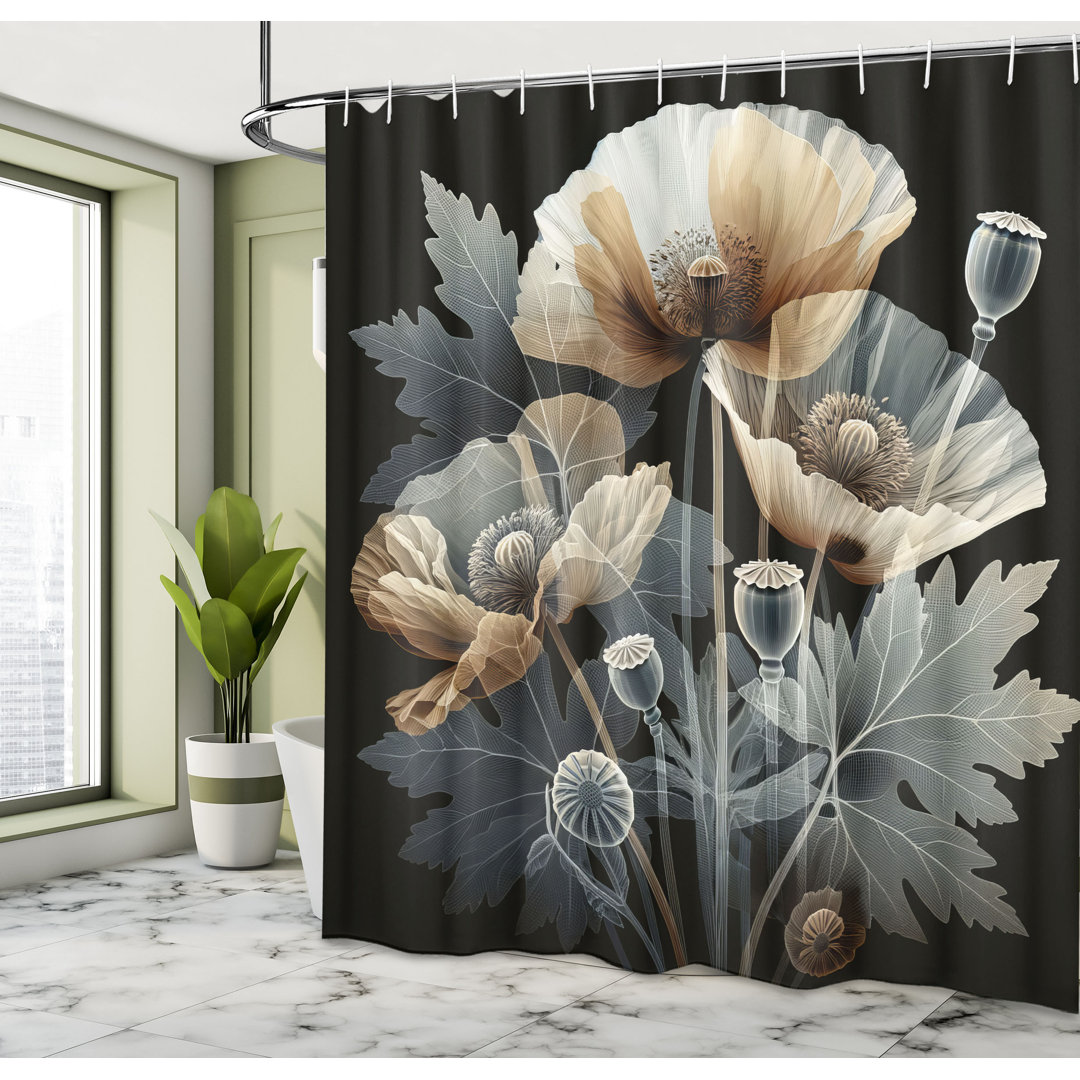 East Urban Home Vintage Shower Curtain Dreamy Poppy Flowers Leaves East Urban Home 
