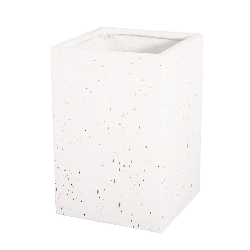 20''H Magnesium Oxide Handmade Rectangle Planter Box, White, 13.1"Wx13.1"D, No Assembly, Drainage Hole With Plug, Backyard Haven White Addition