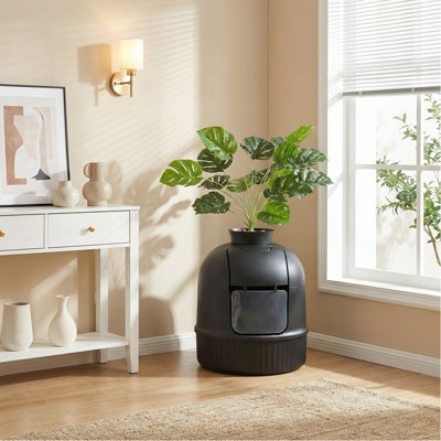 Plant Cat Litter Box Enclosure with Artificial Plan