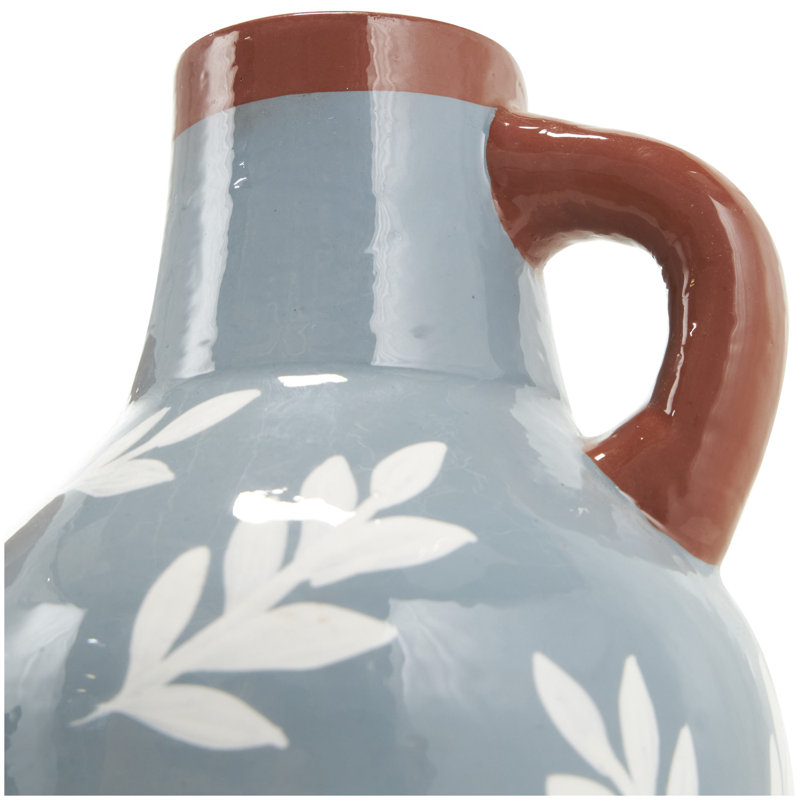 Blue and Terracotta Ceramic Bud Vase Set of 3