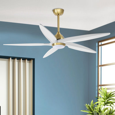 Ventilateur de plafond en bois massif à 5 pales Chanille avec lumière DEL et télécommande