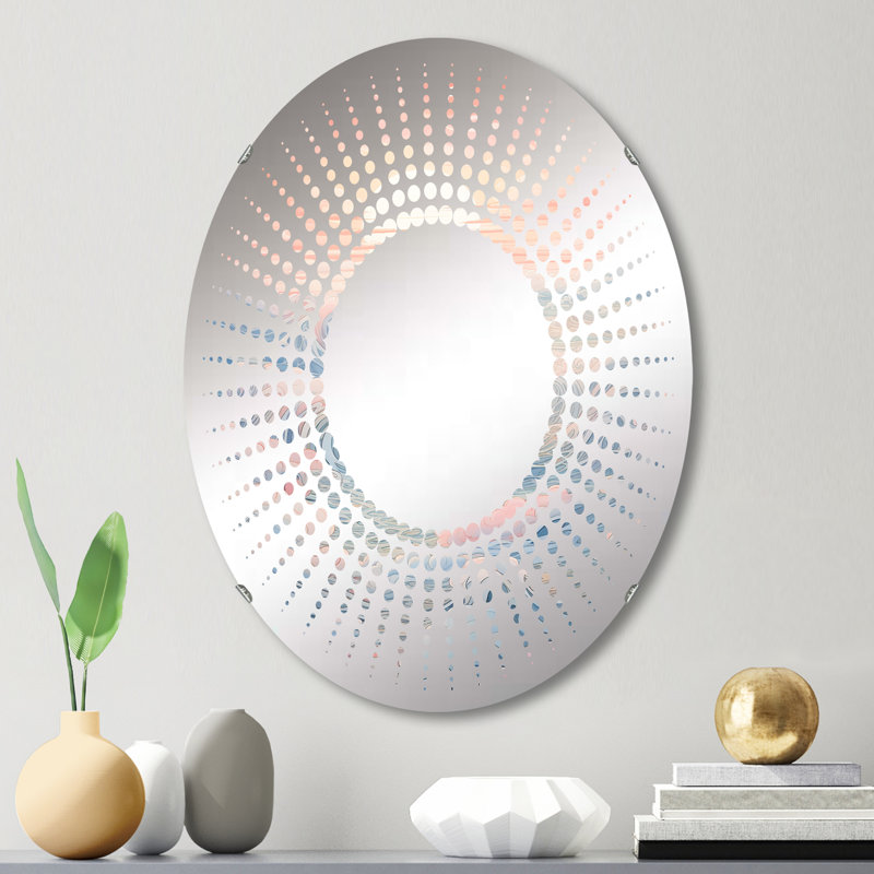 Japon Horizon vague de Kanagawa - Miroir décoratif Starburst | Ovale, 29,5 po x 19,6 po