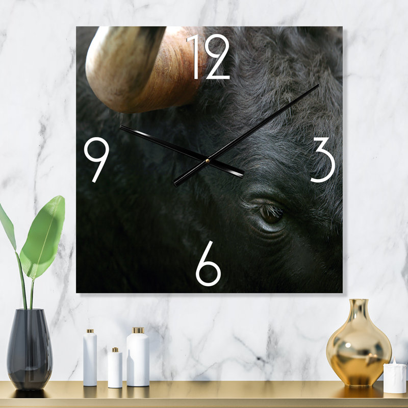 Fighting Bull Head, gros plan sur une horloge murale, Grand