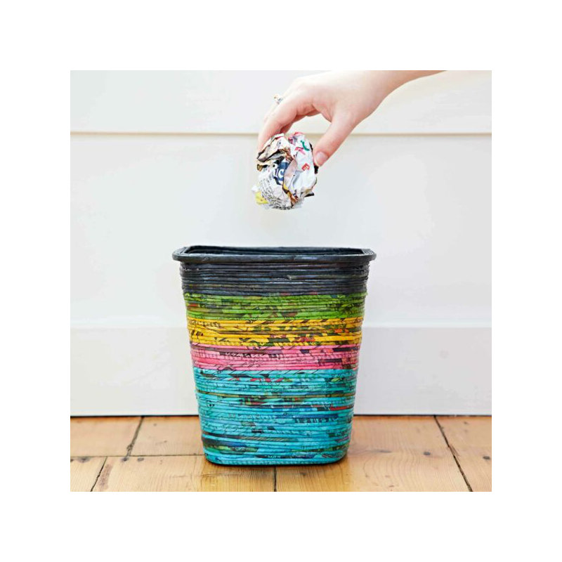 Paper High Decorative Basket, Black/Green/Yellow/Pink/Blue
