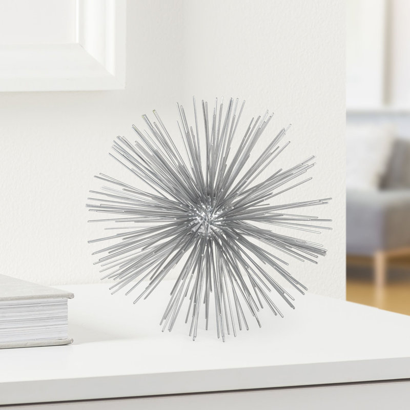 Nova 7" Silver Sputnik Starburst Tabletop Sculpture, Silver, 7" H x 7" W x 7" D