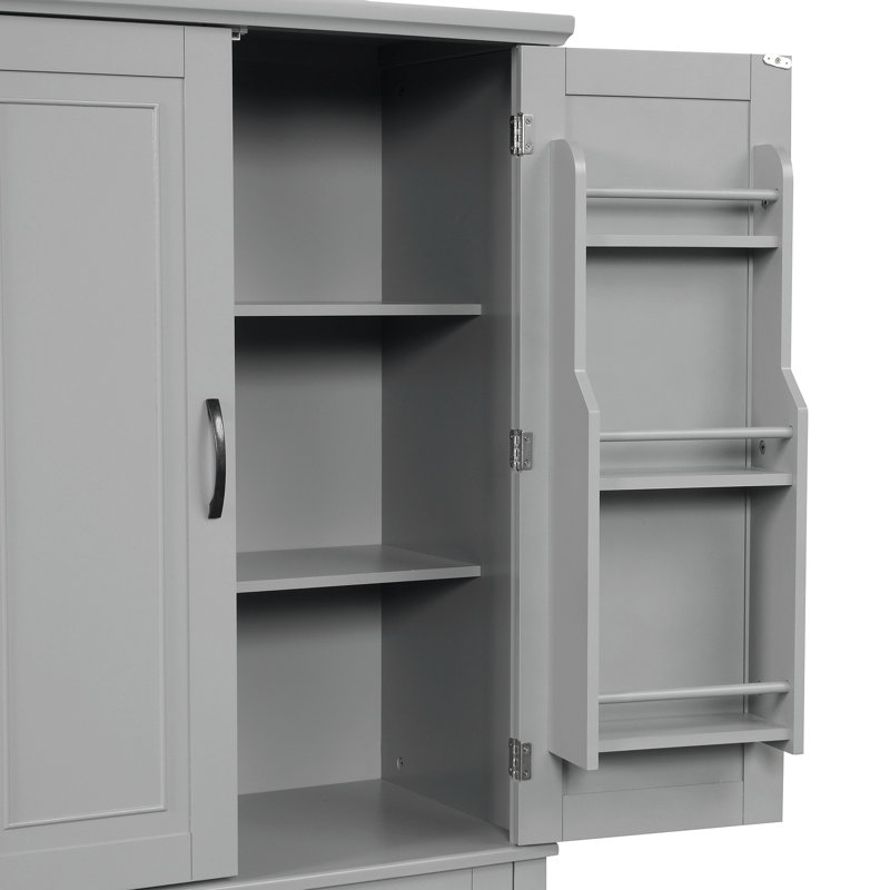 Bathroom Storage Cabinet With Doors And Drawer, Multiple Storage Space, Adjustable Shelf, Gray