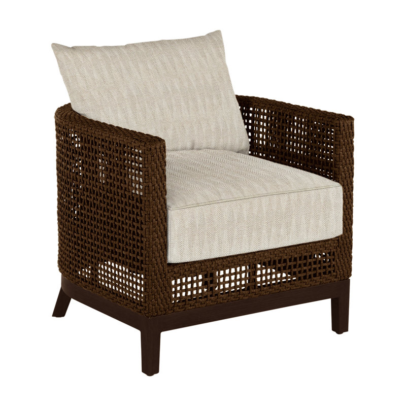 Peninsula N-Dura Resin Wicker Outdoor Barrel Chair, Mahogany/Chestnut, Welt + Standard fill, Herringbone Sand