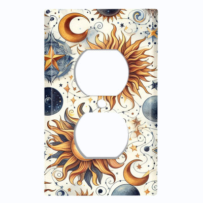 Couvercle de plaque d'interrupteur en métal; Bascule à 4 bandes US standard - Soleil et lune célestes