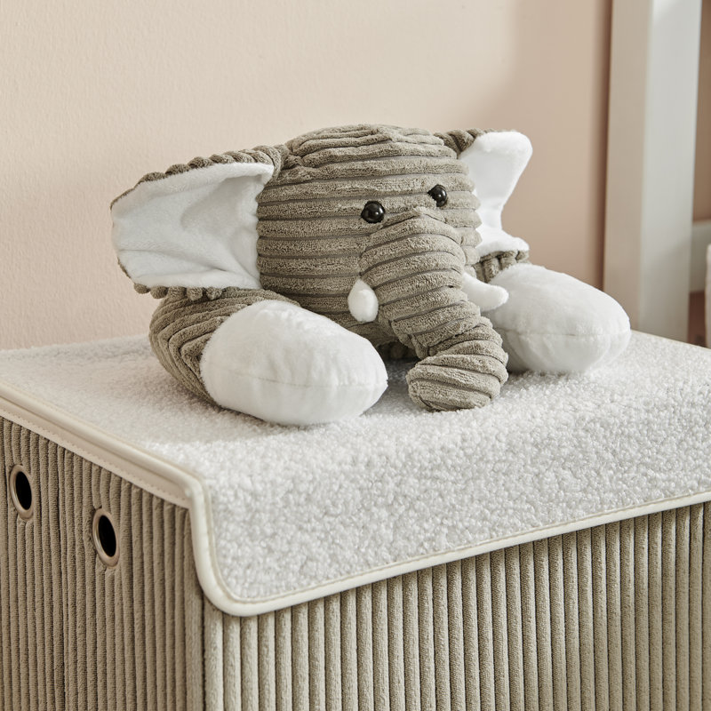 Collapsible Folding Corduroy Kids Plush Laundry Hamper Toy Storage - Gray Elephant
