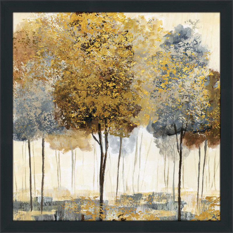 «Metallic Forest I», reproduction de peinture acrylique, H 37,5 po x l 37,5 po x P 1 po, Cadre espresso