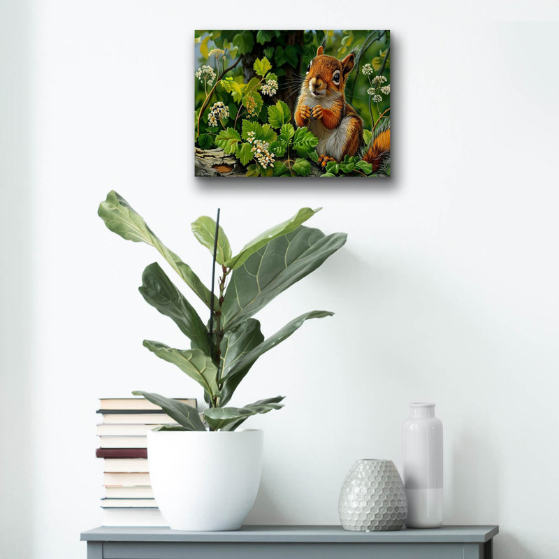 «Squirrel Parmi Les Feuilles» par Momart, art mural en verre acrylique, H 12 po x l 16 po x P 0,13 po