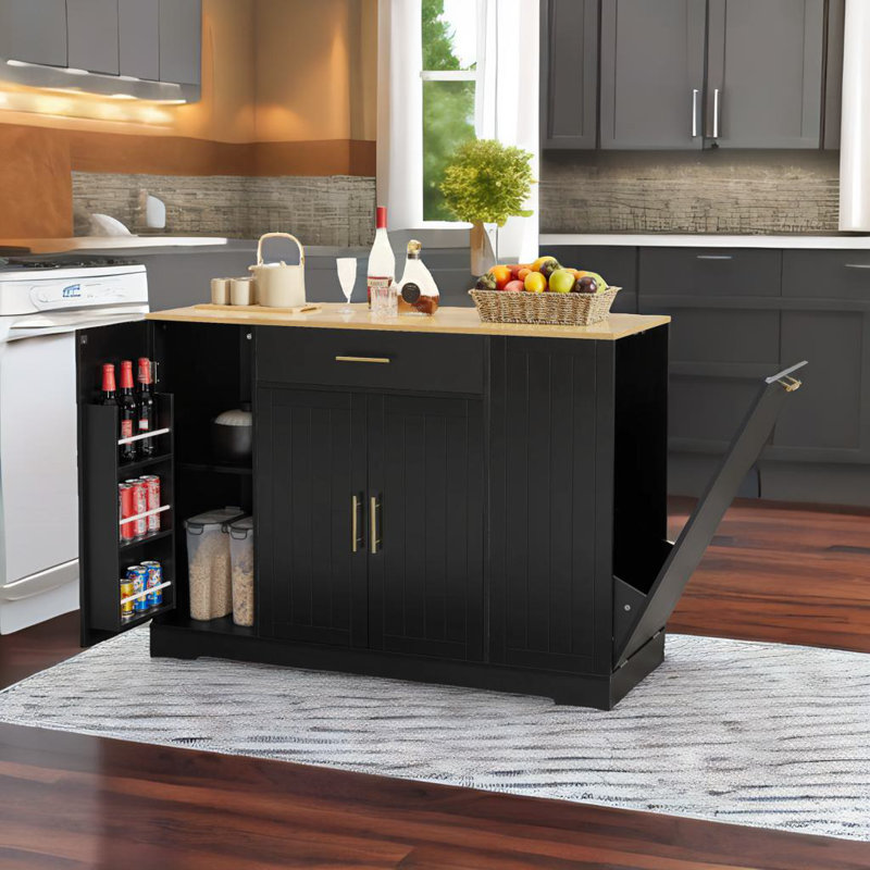 Trash Can Storage Cabinet, Black