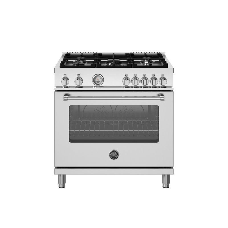 Bertazzoni 36" 5.9 Cubic Feet Smart Retro Natural Gas Free Standing Range with 5 Burners, White Matte, Natural Gas