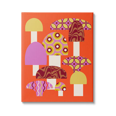 Reproduction de champignons rétro sur toile par Lil 'Rue