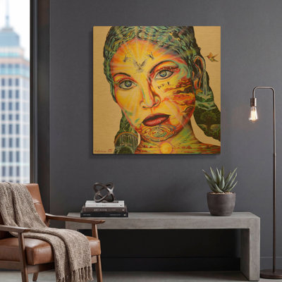 « Gaïa I » de Jan Kasparec, tableau mural en métal doré, 91,4 cm x 91,4 cm