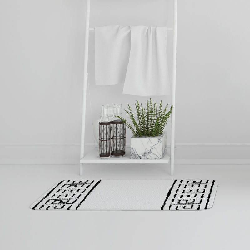 Aisosa Non-Slip Bath Rug, Greek Key Border