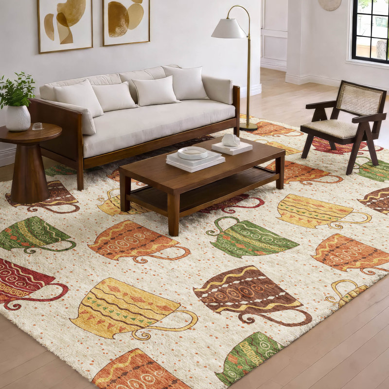 Premium Machine Washable Dream Shag ADS170 Tea Cups Rug, 9' x 12'
