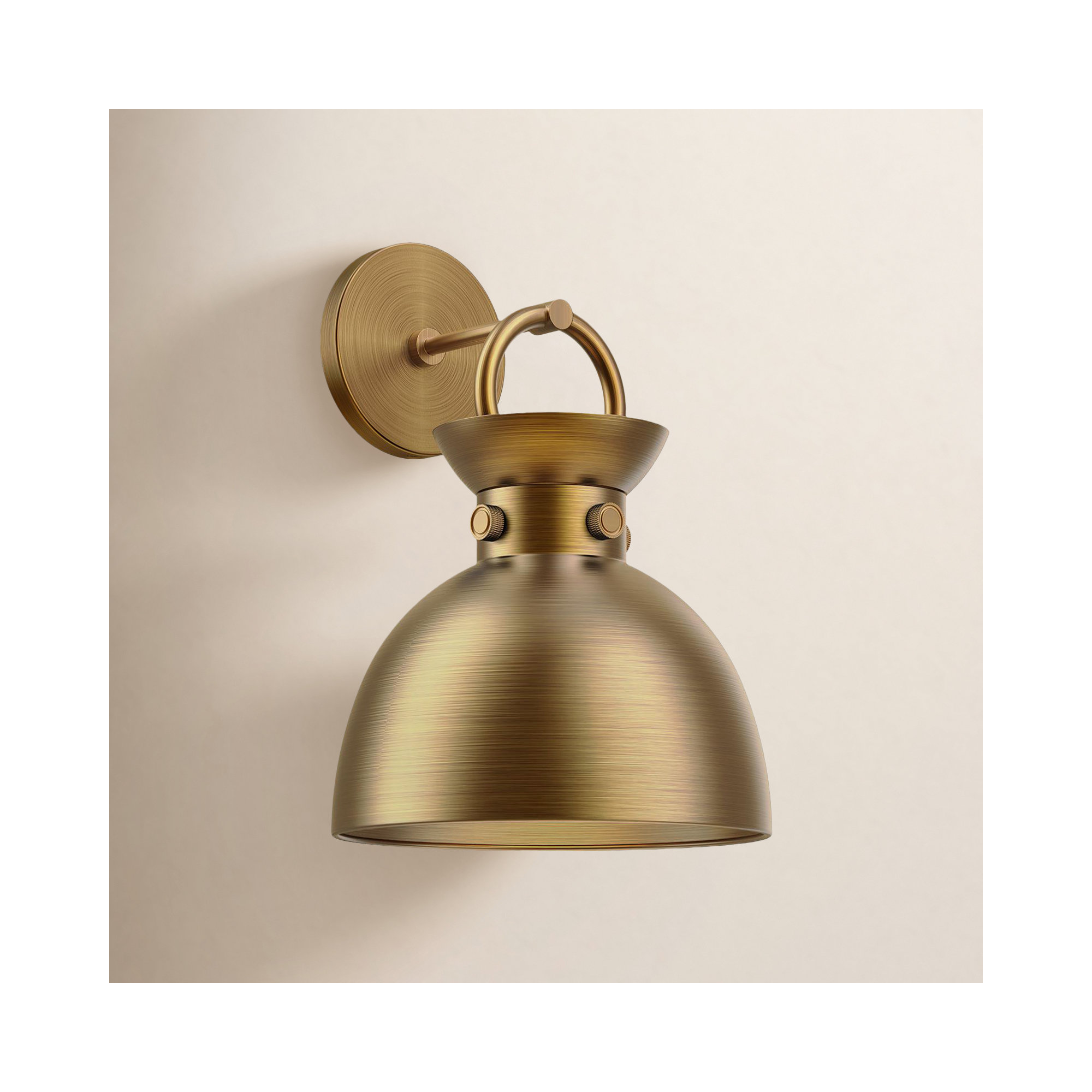 Tinka Single Light Steel Dimmable Armed Sconce, Aged Gold, Aged Gold