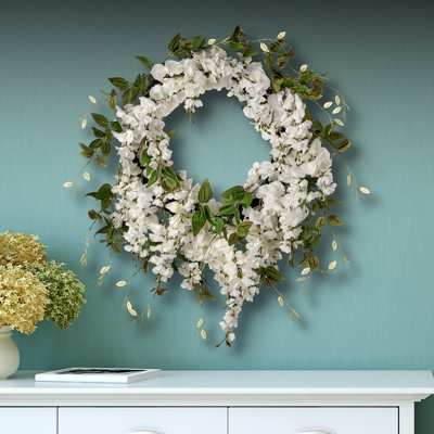 Wisteria and Natural Touch Tradescantia Wreath 22"