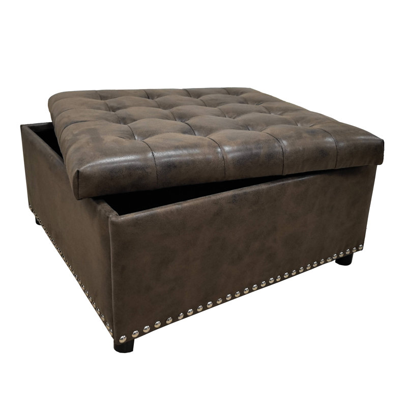 Tufted Storage Ottoman With Studs
