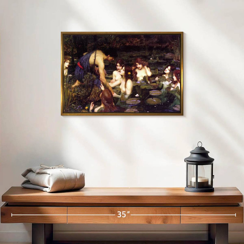 Hylas et les nymphes, Cadre flottant doré, 19 po x 13 po