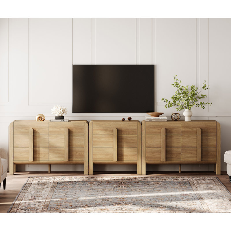 Mid Century Modern Dresser TV Stand For Tvs Up To 120 Inch, 3-In-1 Wood Media Console Table With 15 Drawers, Mid Century Entertainment Center With Storage For Living Room Bedroom