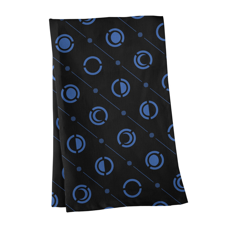 Torchon Moon phases, Noir / lapis, Croisé en coton