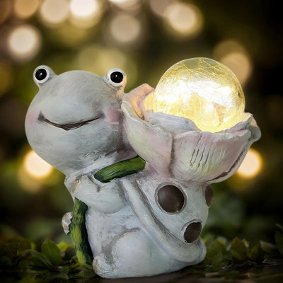 Garden Turtle Statue With Solar Cracked Glass Led Lights