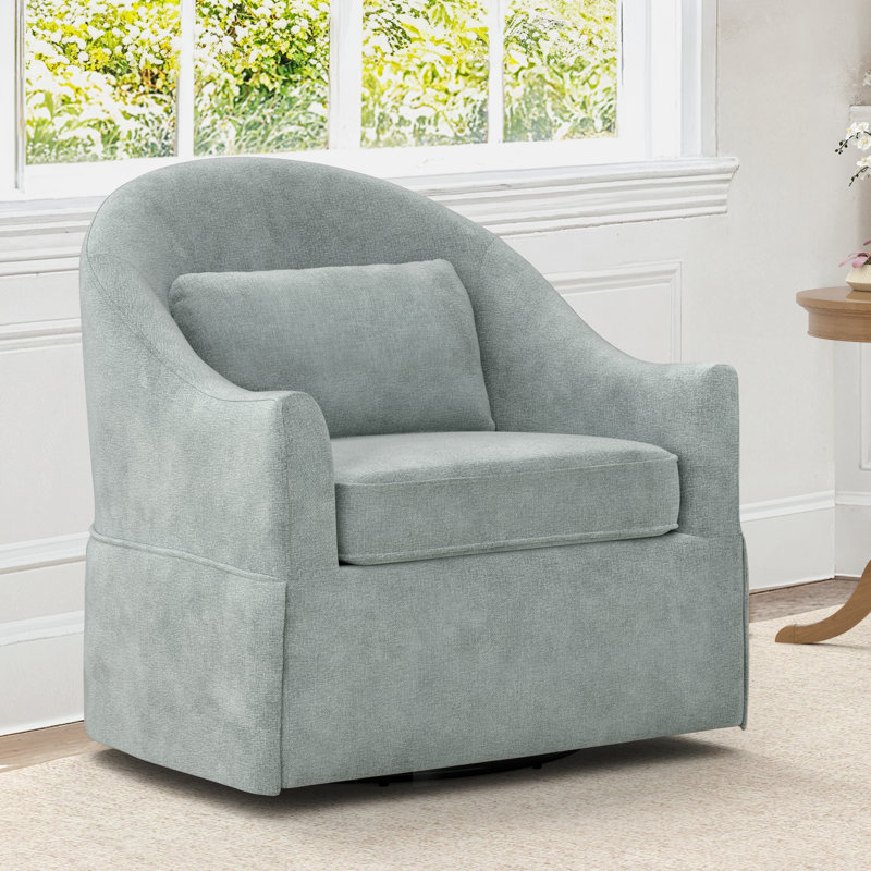 Fauteuil d'appoint demi-tonneau pivotant 30,3 po Martha, Fumée bleu-vert