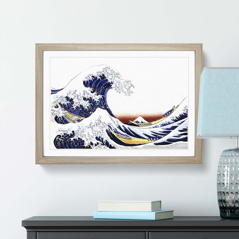 The Great Wave of Kanagawa by Katsushika Hokusai - Picture Frame Painting Print, 36cm H x 48cm W x 2cm D, Oak Framed