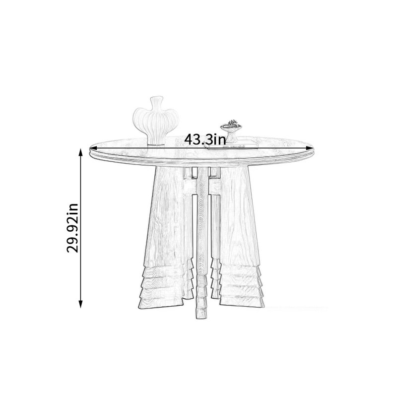 Table de salle à manger en bois de frêne, H 29,92 po x L 43,3 po x l 43,3 po