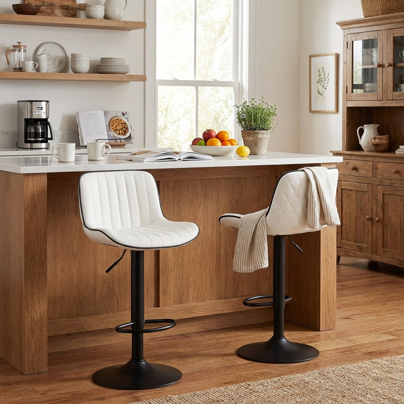 Tabourets de bar Brinitta, Blanc