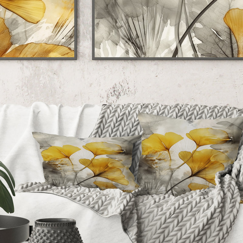 Coussin Palm Tropical Ginkgo Artwork III