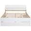 Lit double avec lit gigogne simple et 2 tiroirs de rangement en chêne blanc ultrabrillant de couleur moderne. Matériaux. Conception élégante. Concept d'espace. Assemblage simple-89057668