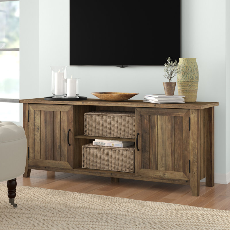 Schroeppel Unfinished TV Stand for TVs up to 65", Reclaimed Barnwood