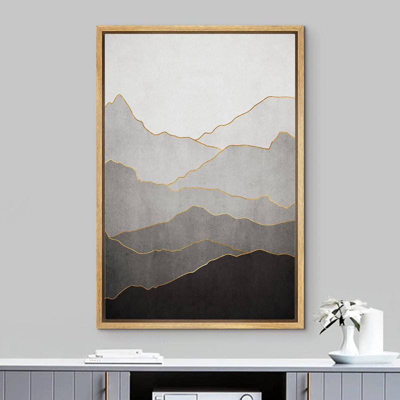 Chaîne de montagnes gris pastel, nature, paysage, illustrations, art moderne, H 24 po x l 16 po, Naturel