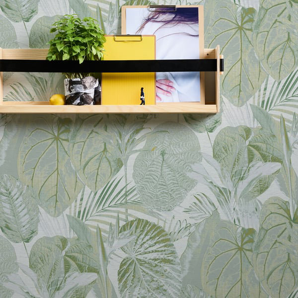 Flourish 10m x 53cm Glitter Wallpaper Roll, Green