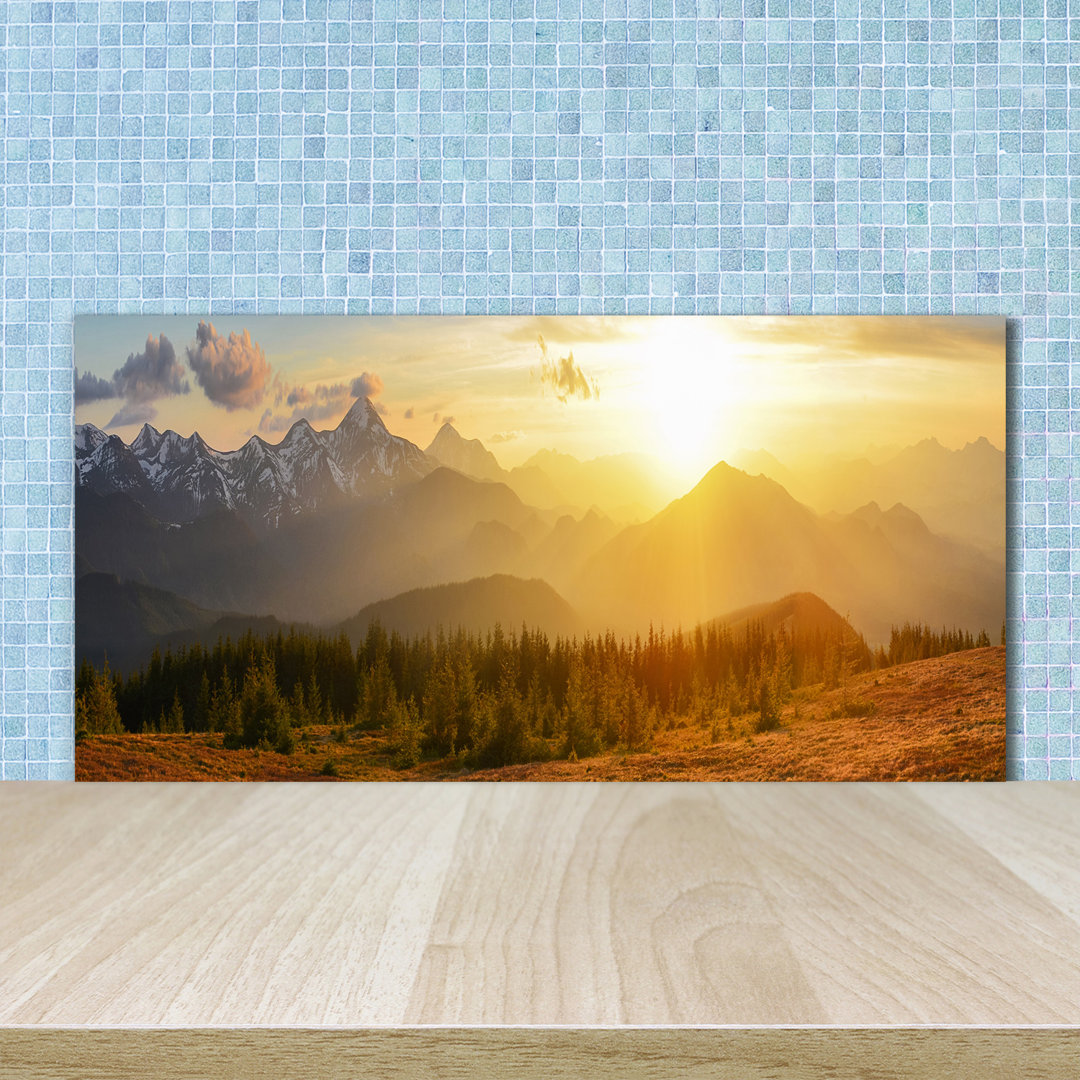 Sunset Mountains 50cm x 100cm Glass Panel
