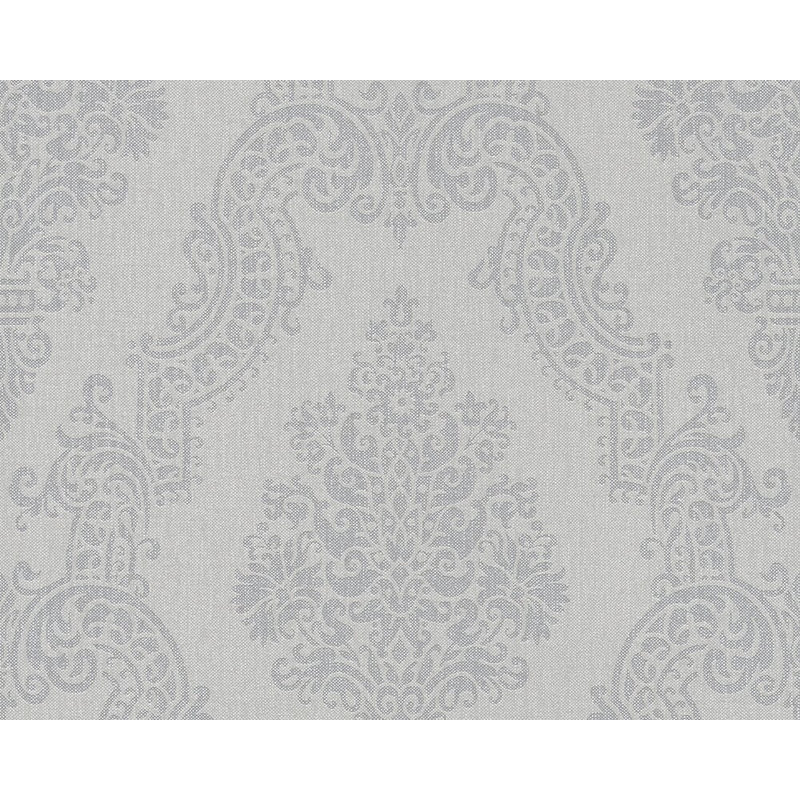 Rouleau de papier peint damassé l 33 pi x l 21 po modern accent block Landwehr, Gris / Bleu