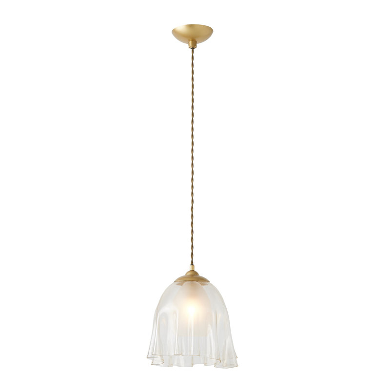 Luminaire suspendu en laiton satiné à 1 lumière avec mouchoir