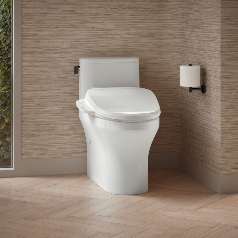 Spacity Hidden Cord One-Piece Compact Elongated Toilet With Skirted Trapway, 1.28 Gpf (Seat Not Included)