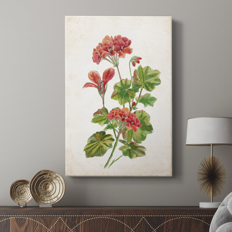 Scarlet Botanical II - Cavas enveloppés de galerie, H 27 po x l 18 po