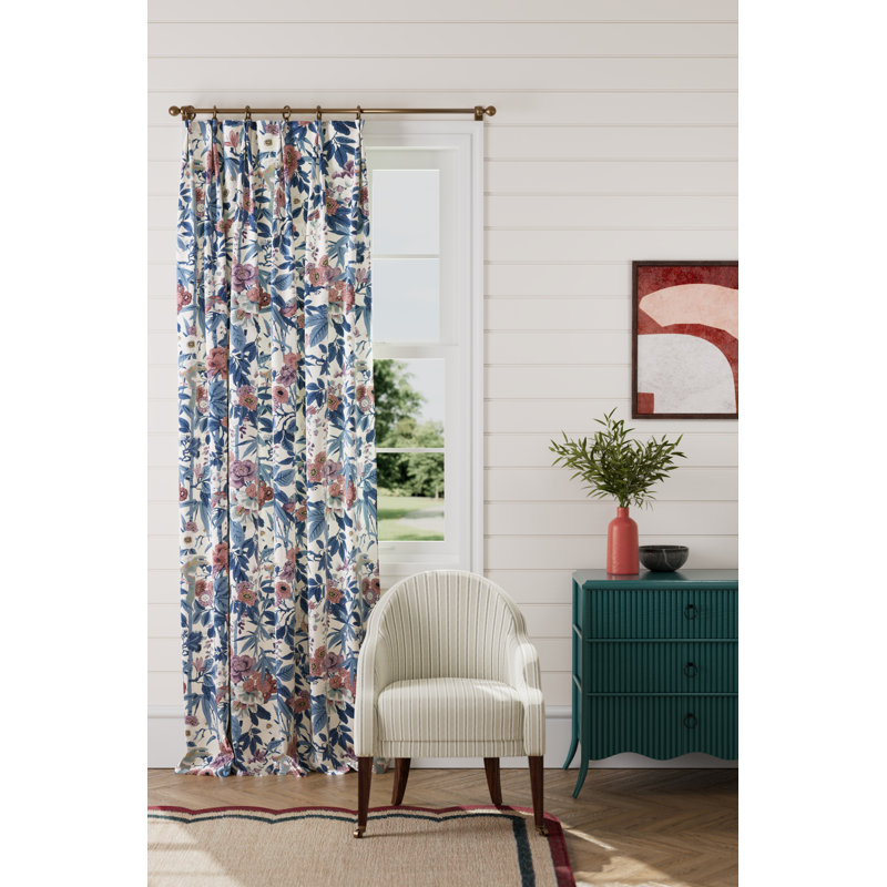 Bamboo & Bird Fabric, China Blue/Lotus Pink