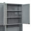 Lit escamotable mural simple avec placard, tiroirs et bureau - gris