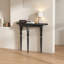 Console demi-cercle en bois massif noir-390240814