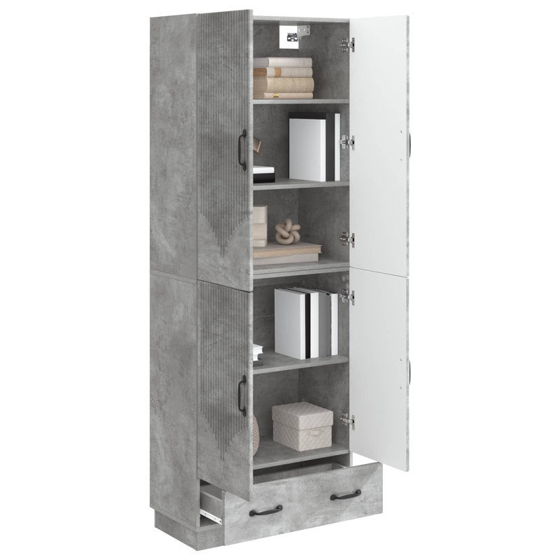 4 -Door 3 Storage Cabinet, Concrete Grey