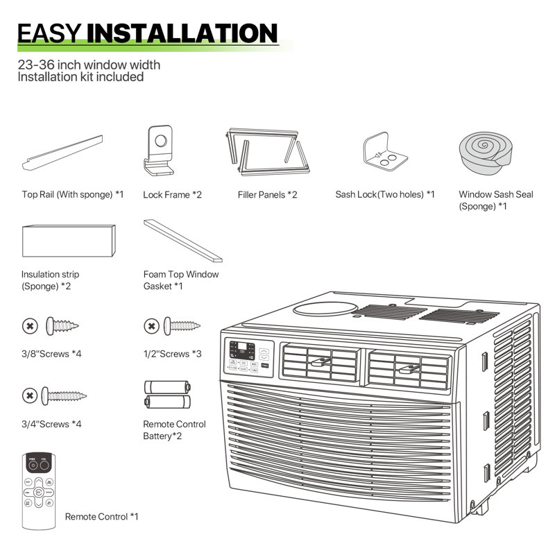 Magshion 8000 BTU White Window Air Conditioner with Remote