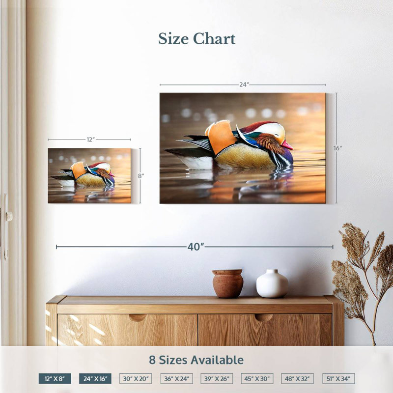 Crowle - adorable canard mandarin, H 16 po x l 24 po
