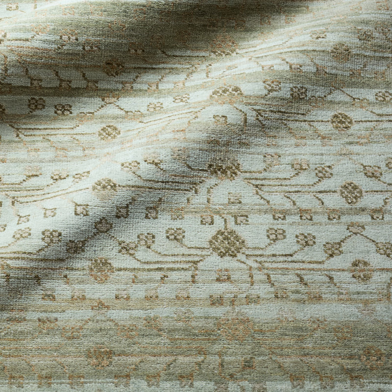 Jaipur Living Augusta JIN04 Handknotted Floral Green and Burnished Gold Area Rug (8'x10'), Rectangle 6' x 9'